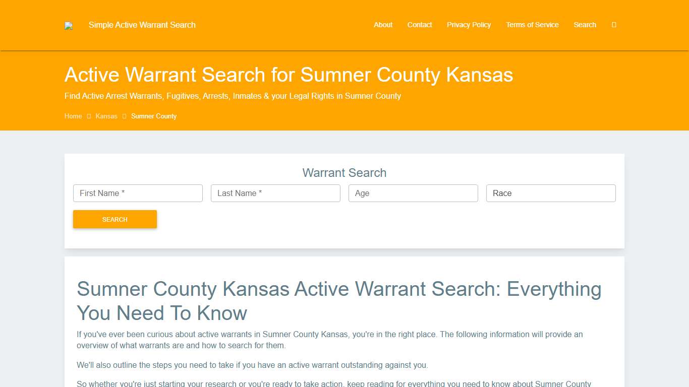 Active Warrant Search in Sumner County Kansas - Outstanding Warrants